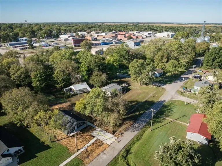Aerial neighborhood view at 305 E Pacific St, Holden, Missouri - DRAT House 2