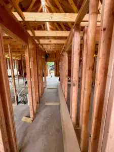 Hallway framing at DRAT House #2 in Holden, Missouri