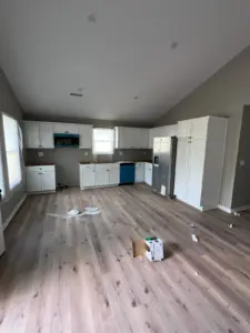 Kitchen and flooring nearing completion at DRAT House #2 in Holden, Missouri